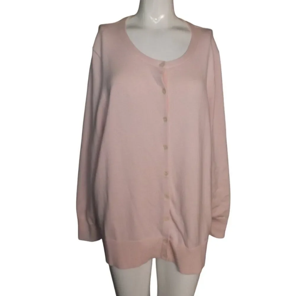 RESERVED! LANDS END Cardigan Sweater, 2X, Pastel Pink, Smooth Knit, - Picture 9 of 9
